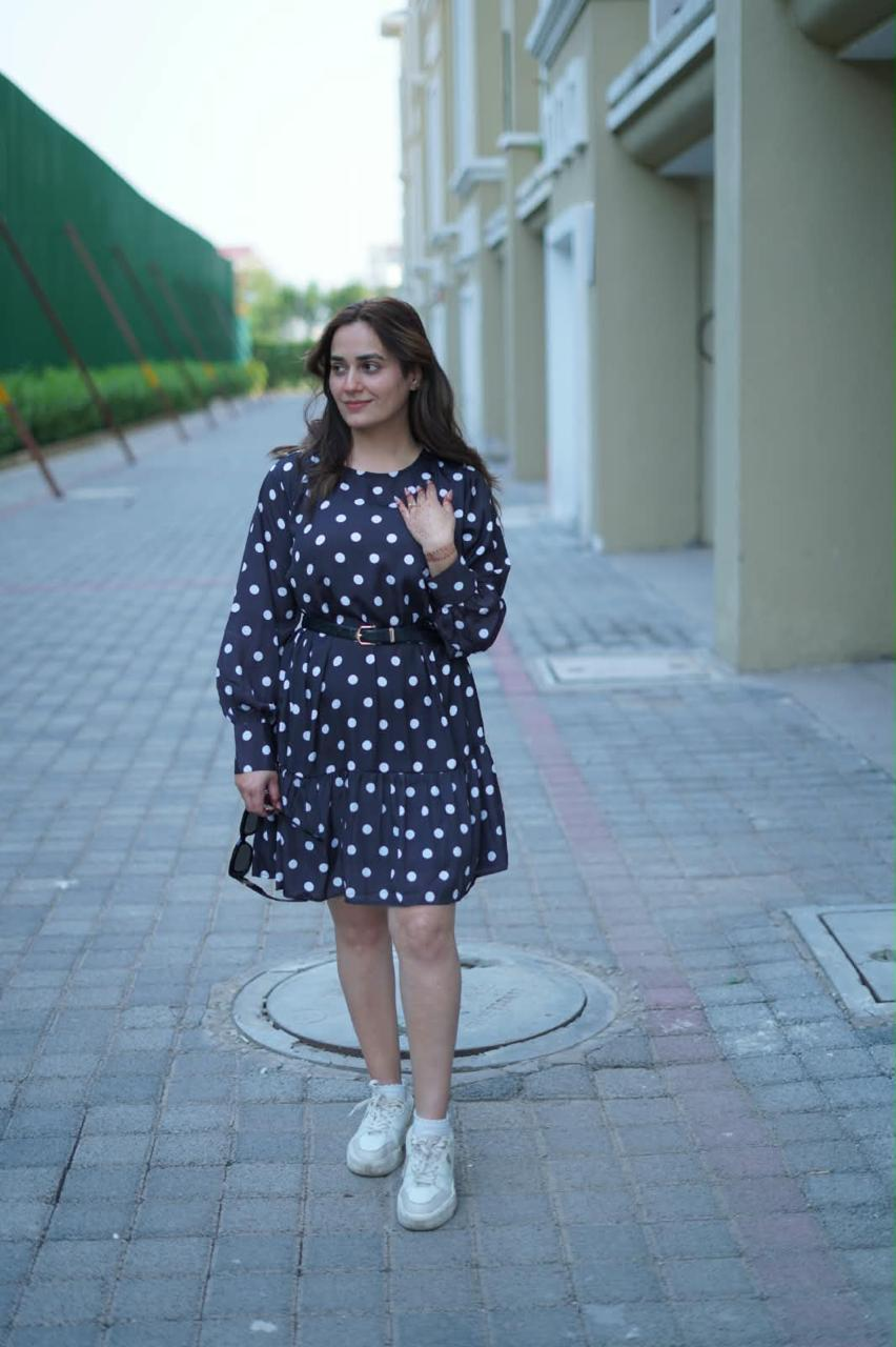 Chic Polka Dot Long-Sleeve Mini Dress